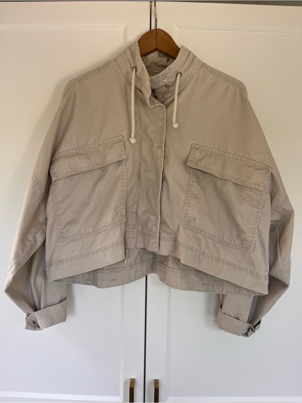 Sincerely Jules Cropped Utility Jacket in Light Beige